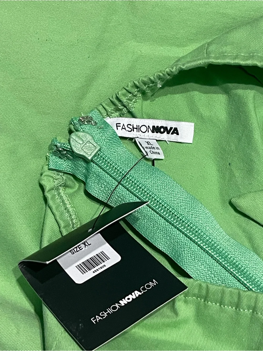 Fashion Nova Lime Green Puff Sleeve Square Neck Mini Dress size XL NWT
